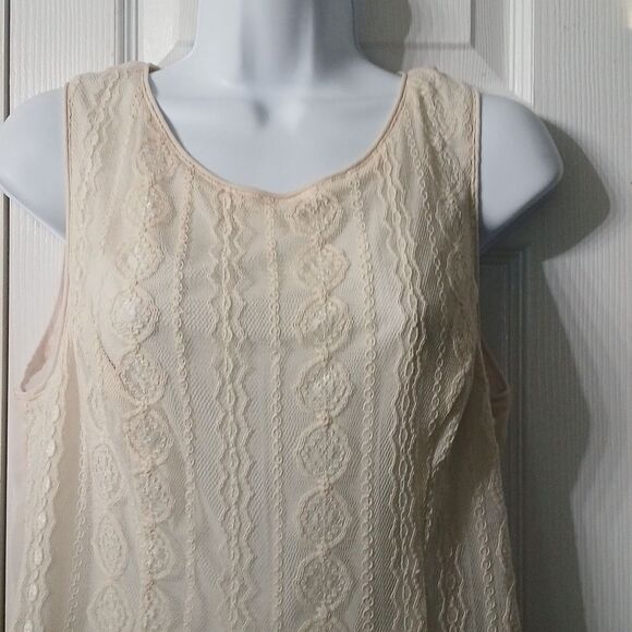 Mossimo ivory sleeveless high low blouse summer date night top Sz L - Picture 3 of 5